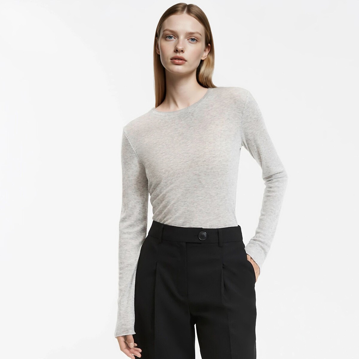 La Redoute Collections Μακρυμάνικη μπλούζα με στρογγυλή λαιμόκοψη