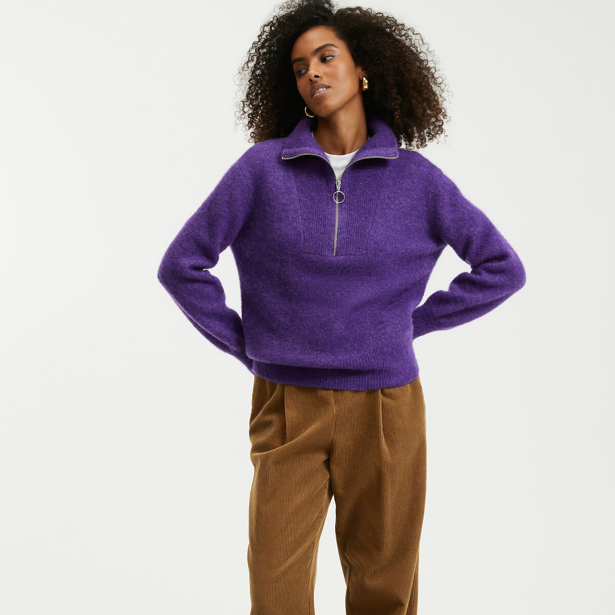 Πλεκτό με όρθιο λαιμό από μαλλί και αλπακά