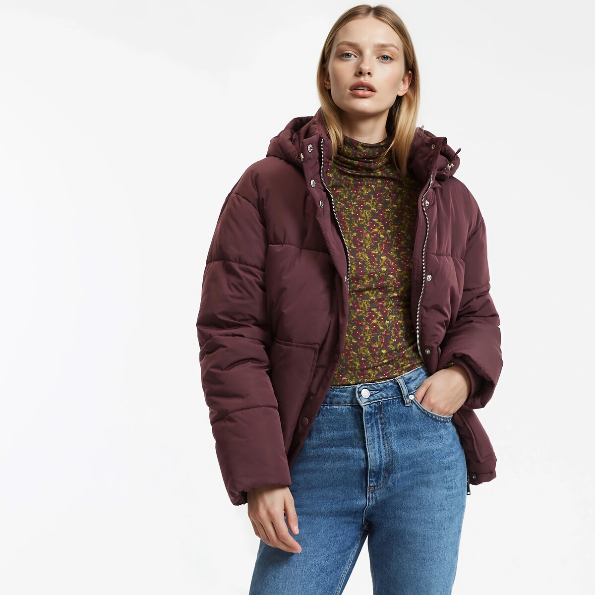 La Redoute Collections Κοντό καπιτονέ μπουφάν με κουκούλα