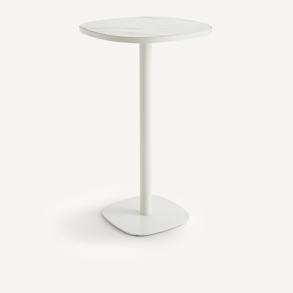 Ψηλό τραπεζάκι μπιστρό με κεραμική επιφάνεια σε λευκό χρώμα Υ105cm