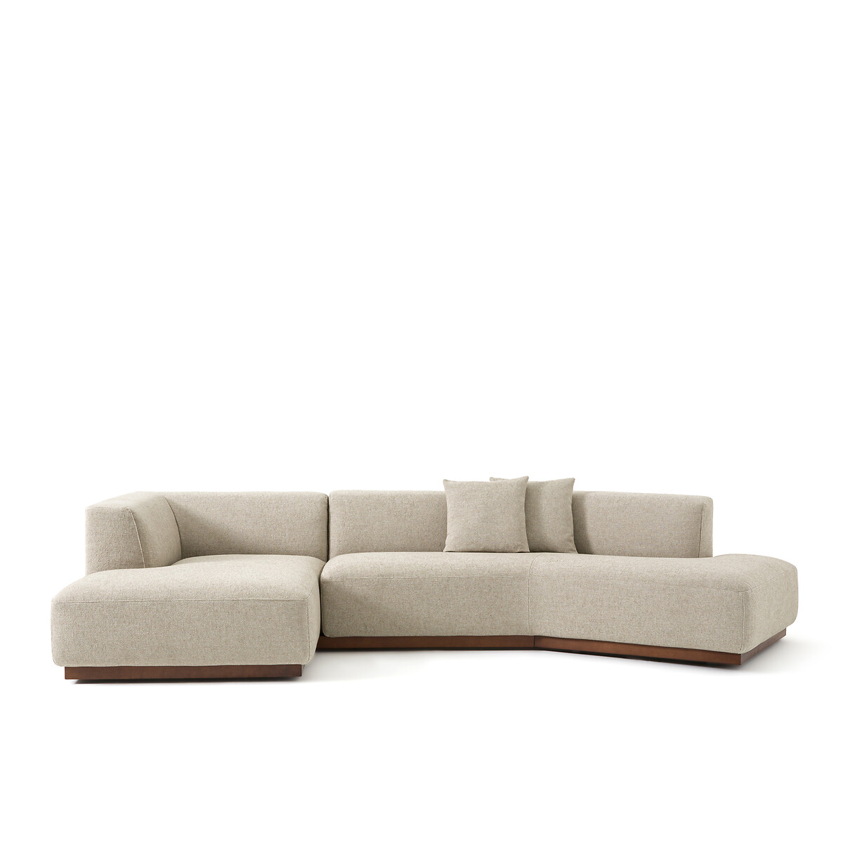 Γωνιακός καναπές με ανάγλυφη ταπετσαρία από βισκόζη/λινό Μ152xΠ323xΥ67cm