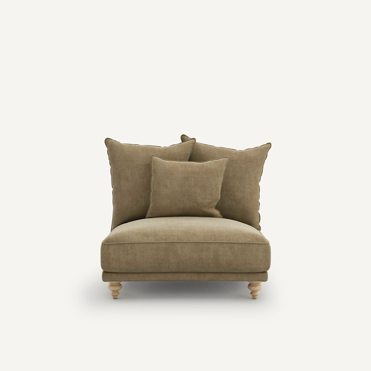 Πολυθρόνα χωρίς μπράτσα από βελούδο stonewashed Μ105xΠ96xΥ93cm