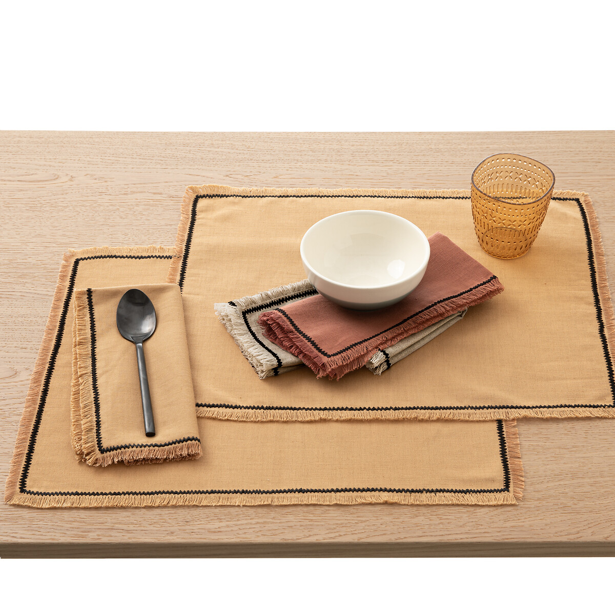 Σετ 2 βαμβακερά σουπλά από λινό και βαμβάκι, Menorca