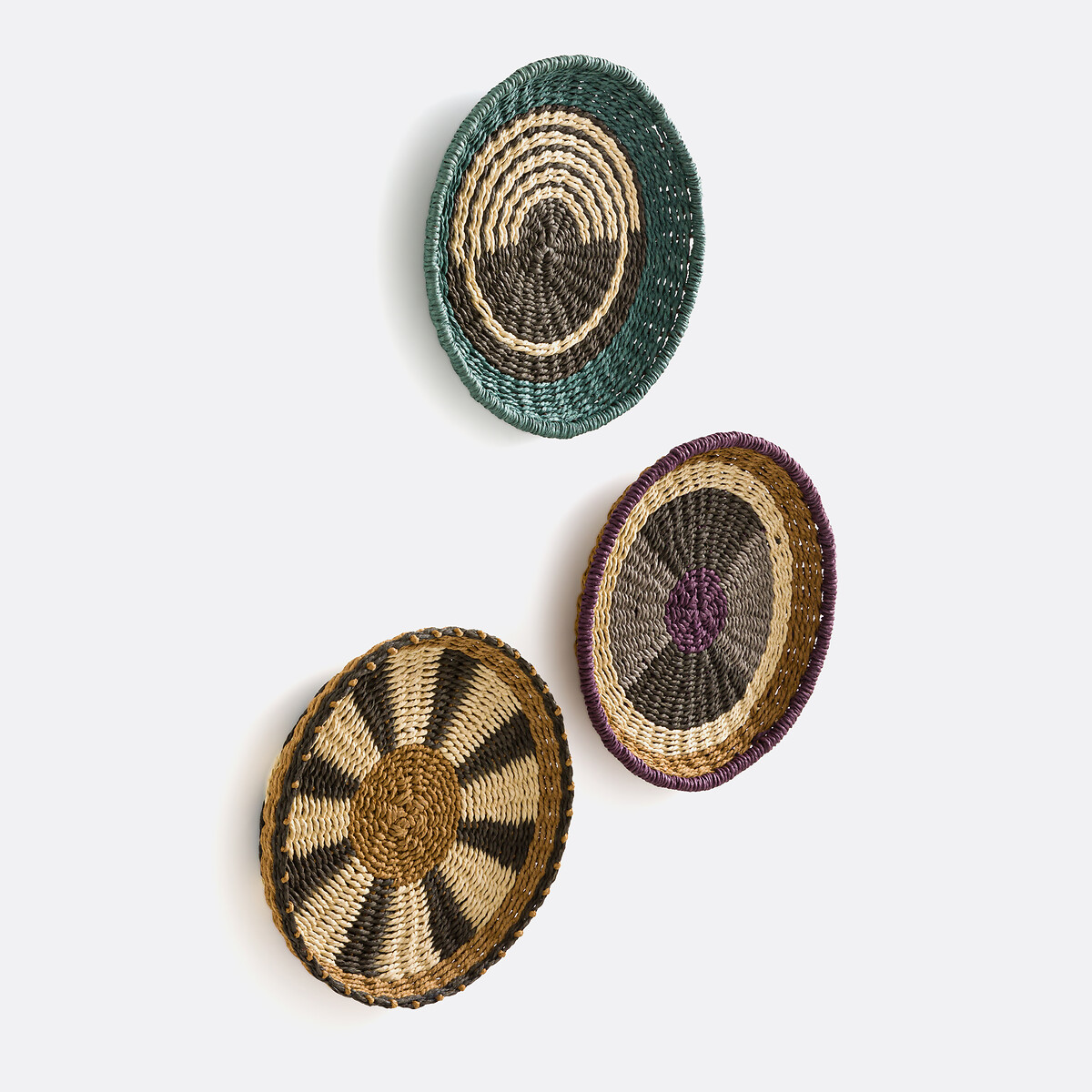 Σετ 3 ψάθινα διακοσμητικά για τον τοίχο Δ28 εκ. Μ3xΠ28xΥ28cm
