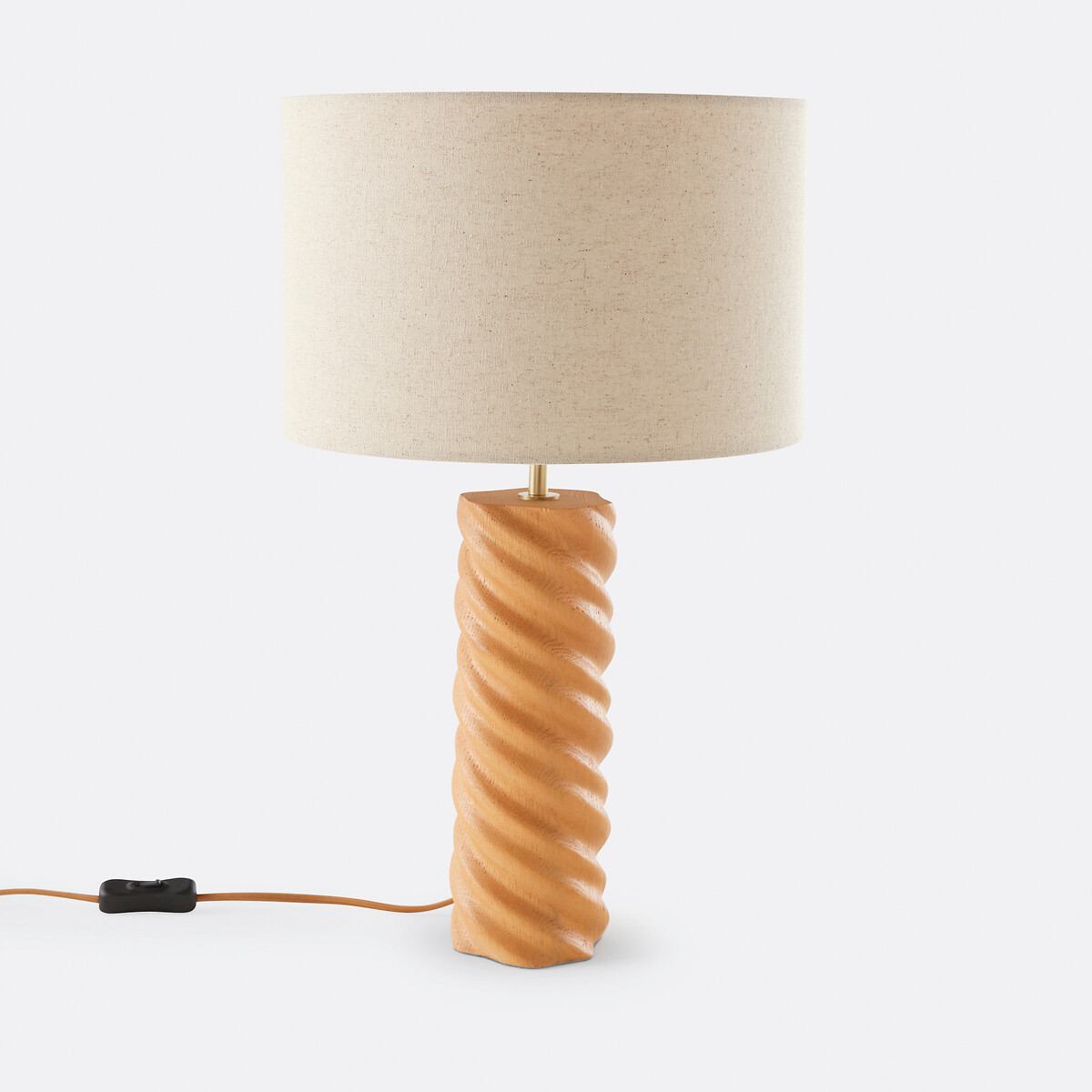 La Redoute Interieurs Επιτραπέζιο φωτιστικό από ξύλο δρυ και λινό Μ31xΠ31cm