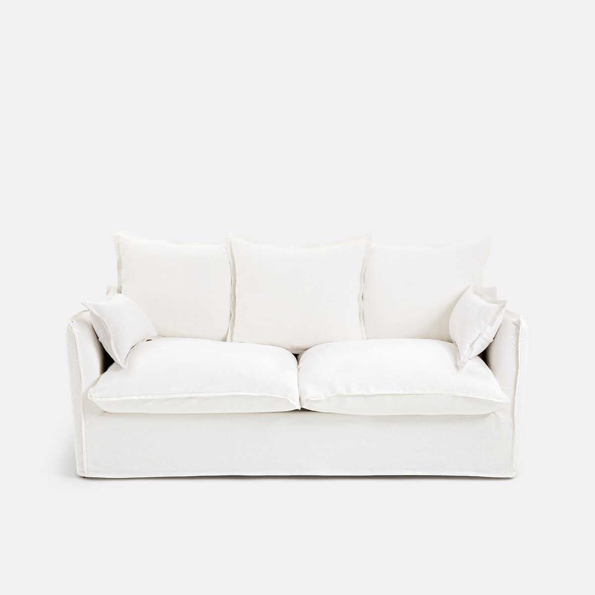 Τριθέσιος καναπές-κρεβάτι με ταπετσαρία από χοντρό λινό Μ100xΠ171xΥ90cm