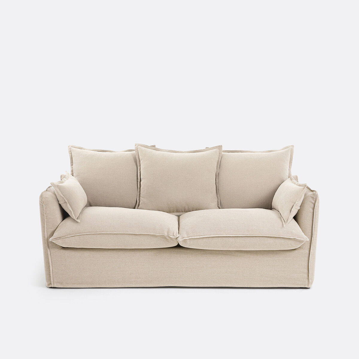 Τριθέσιος καναπές-κρεβάτι με ταπετσαρία από χοντρό λινό Μ100xΠ171xΥ90cm