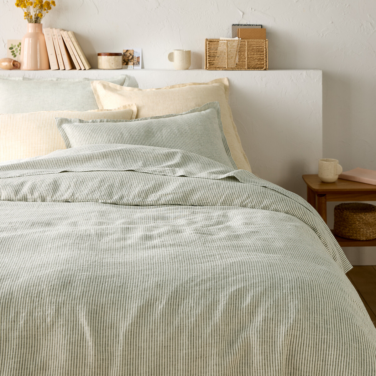 La Redoute Interieurs Παπλωματοθήκη με ρίγες από προπλυμένο λινό 140x200 cm