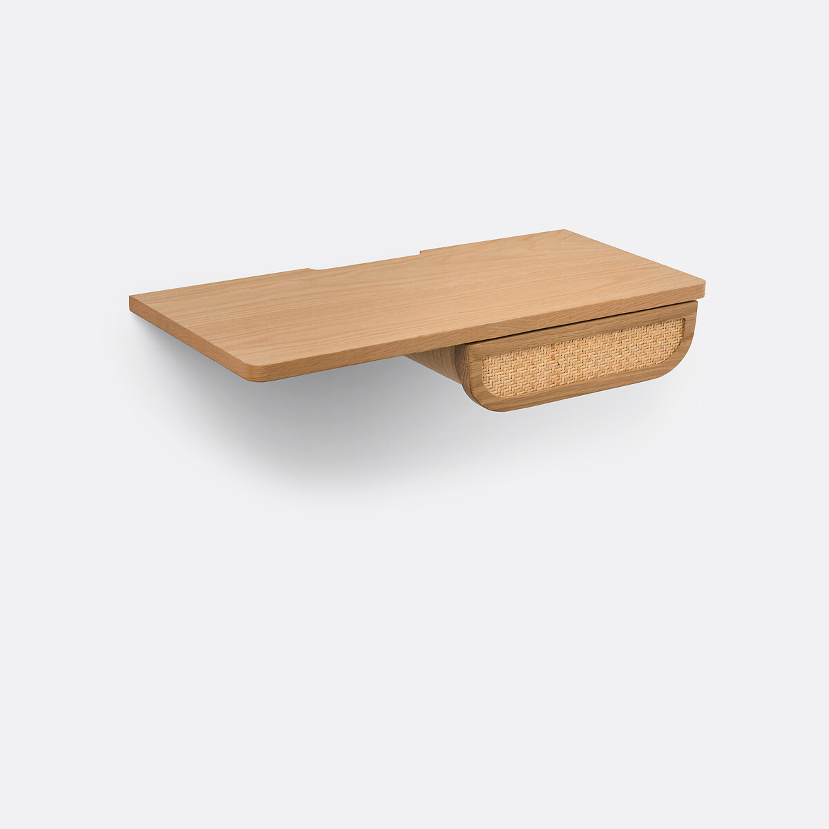 La Redoute Interieurs Επιτοίχιο κομοδίνο με 1 συρτάρι από καπλαμά ξύλου δρυ και ρατάν Μ32xΠ70xΥ12cm