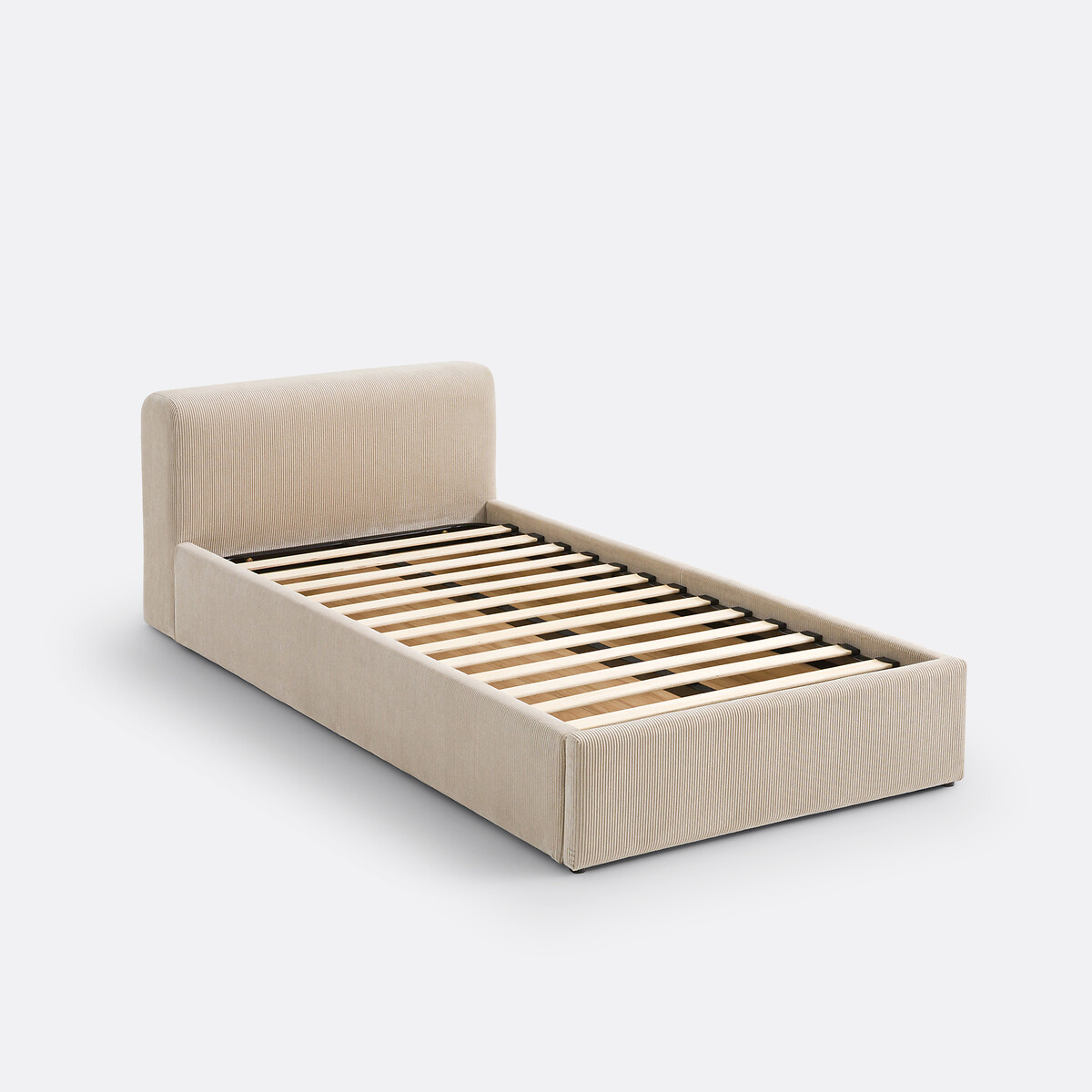 Κρεβάτι με ταπετσαρία από βελούδο κοτλέ και συρτάρι