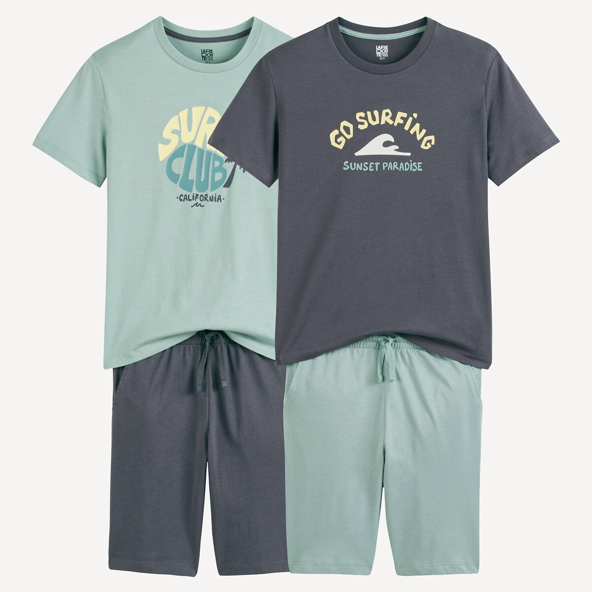 Σετ 2 βαμβακερές πιτζάμες με σορτς και μοτίβο σερφ