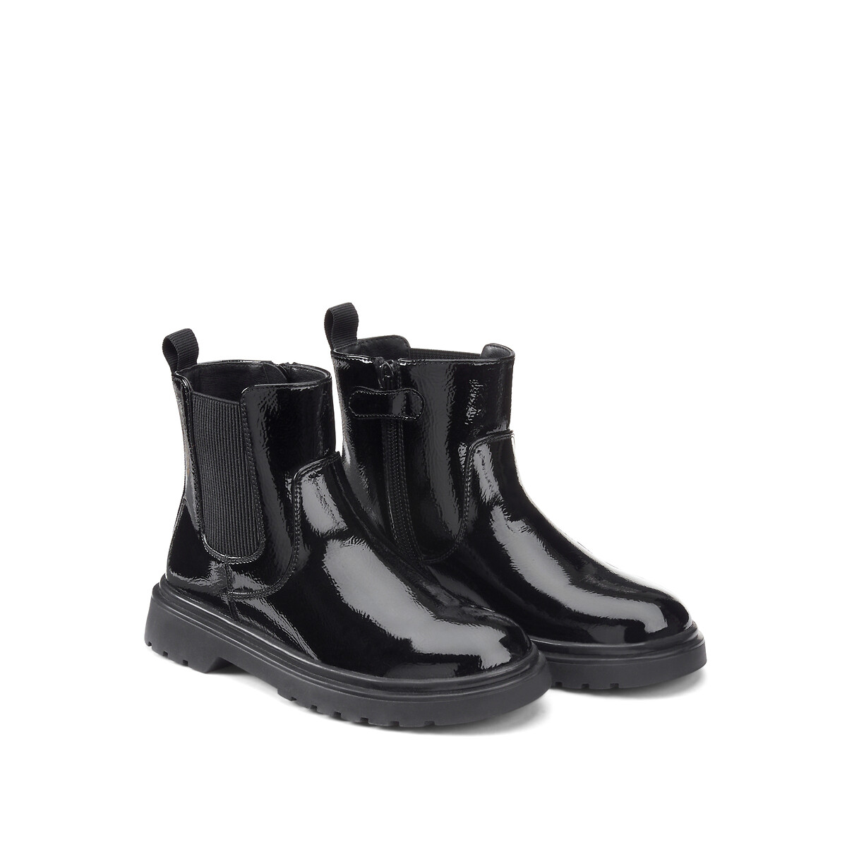 La Redoute Collections Μποτάκια λουστρίνι με φερμουάρ και λάστιχο