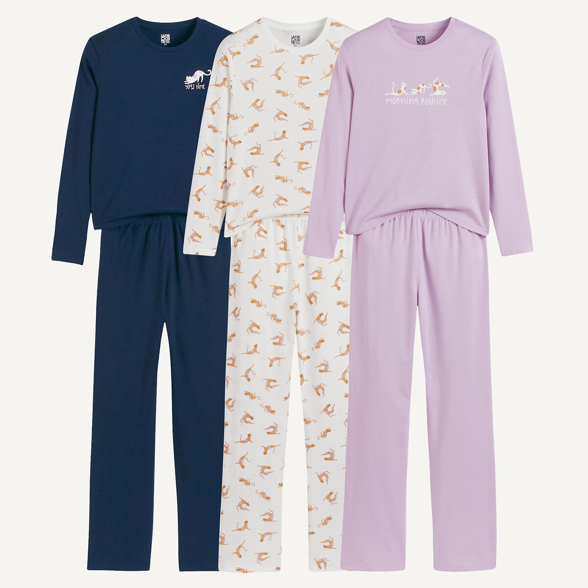 La Redoute Collections Σετ 3 βαμβακερές πιτζάμες