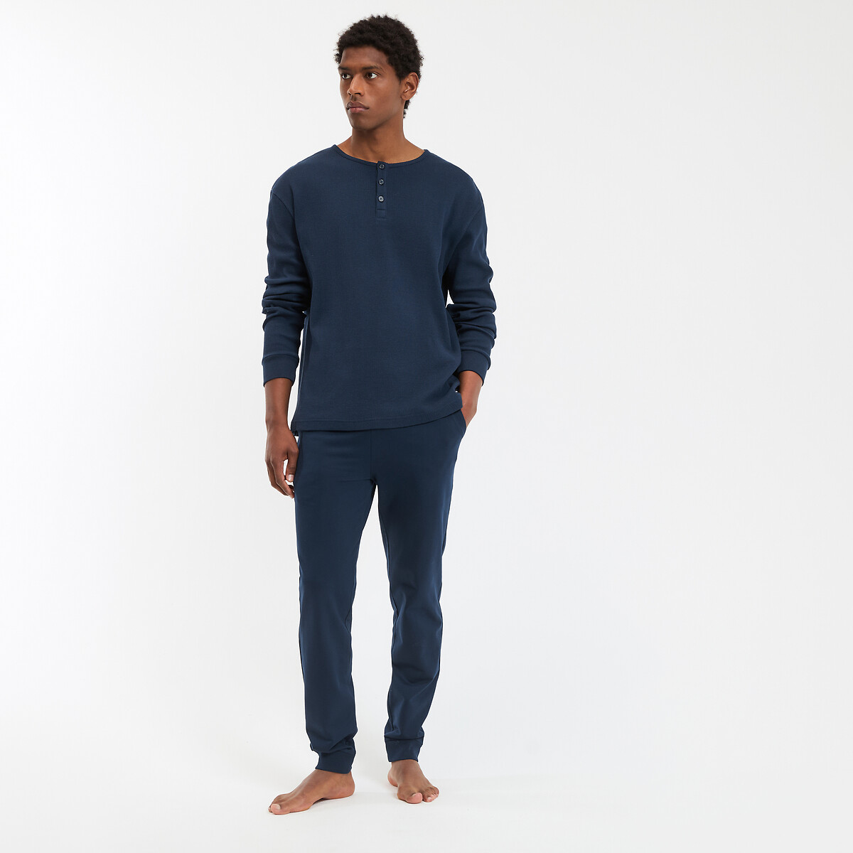 La Redoute Collections Μακρυμάνικη πιτζάμα με κουμπιά στη λαιμόκοψη