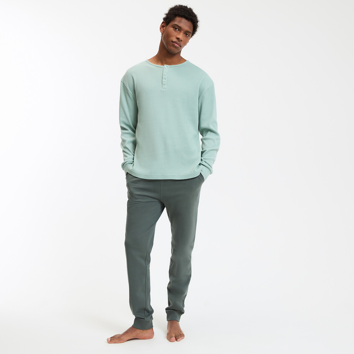 La Redoute Collections Μακρυμάνικη πιτζάμα με κουμπιά στη λαιμόκοψη
