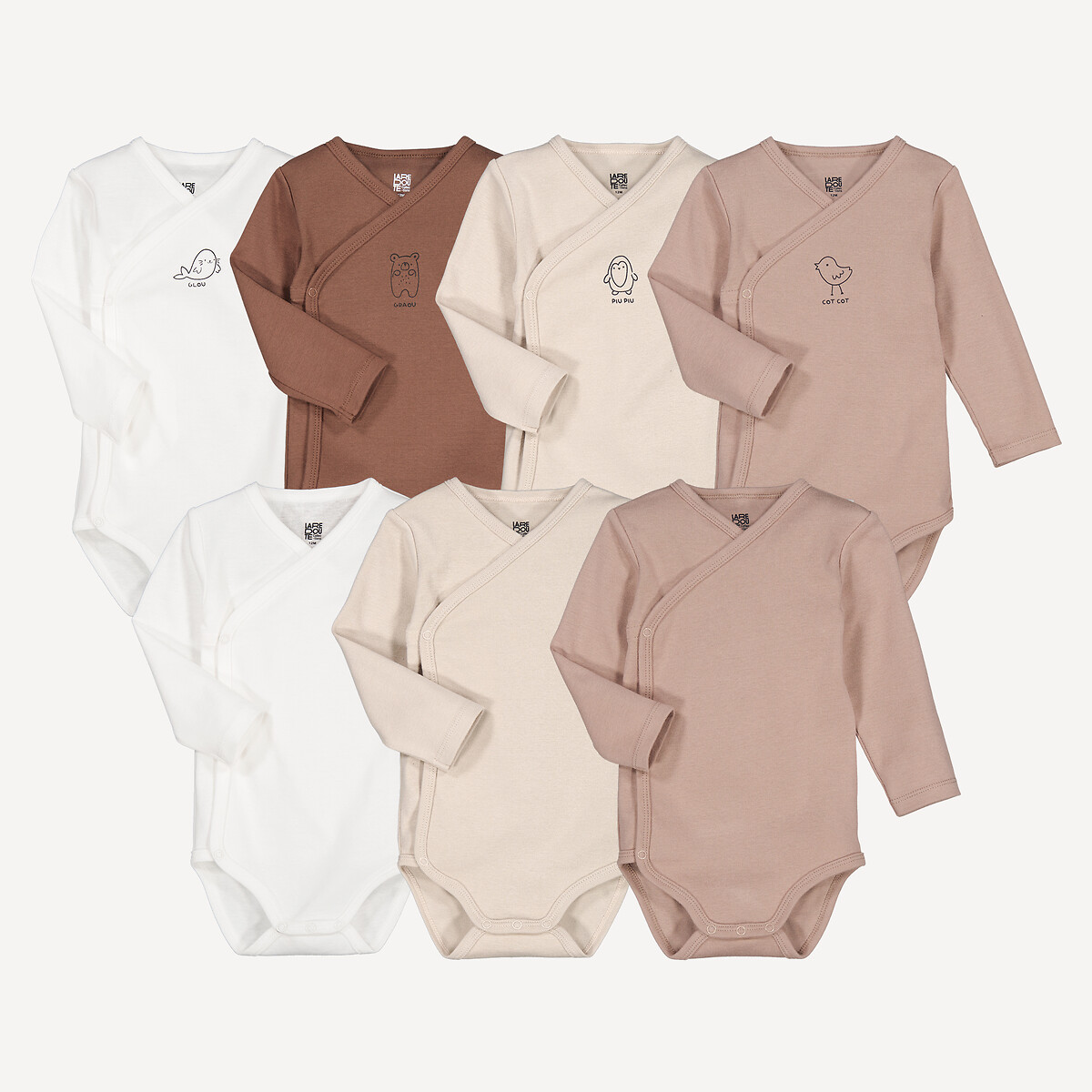 La Redoute Collections Σετ 7 κορμάκια με μακριά μανίκια