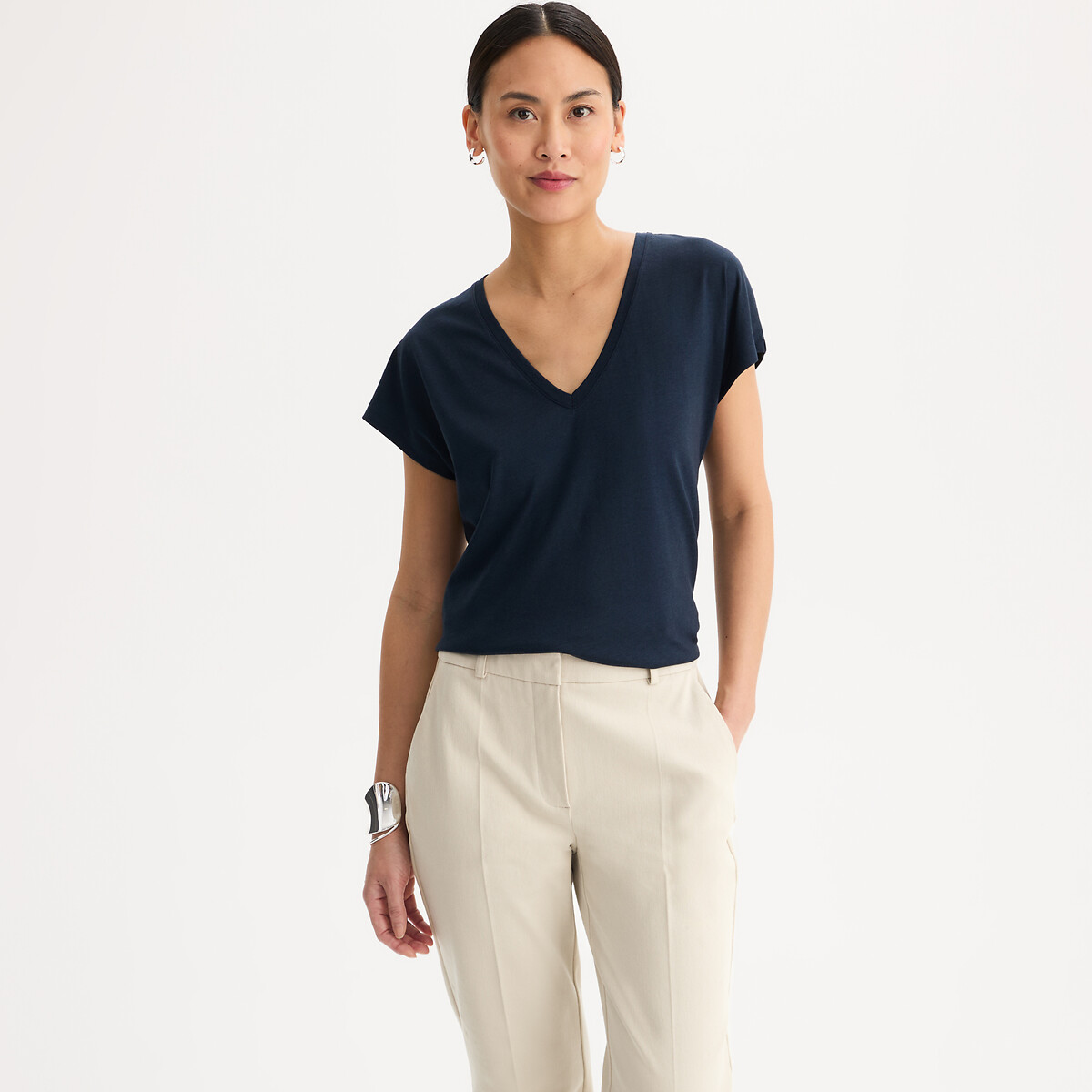 Κοντομάνικη μπλούζα με V