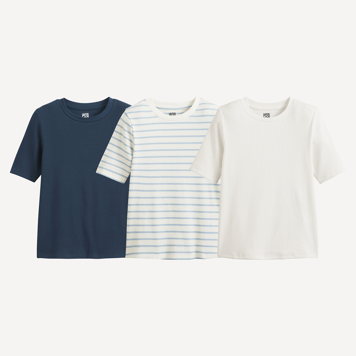 La Redoute Collections Σετ 3 T-shirt με στρογγυλή λαιμόκοψη