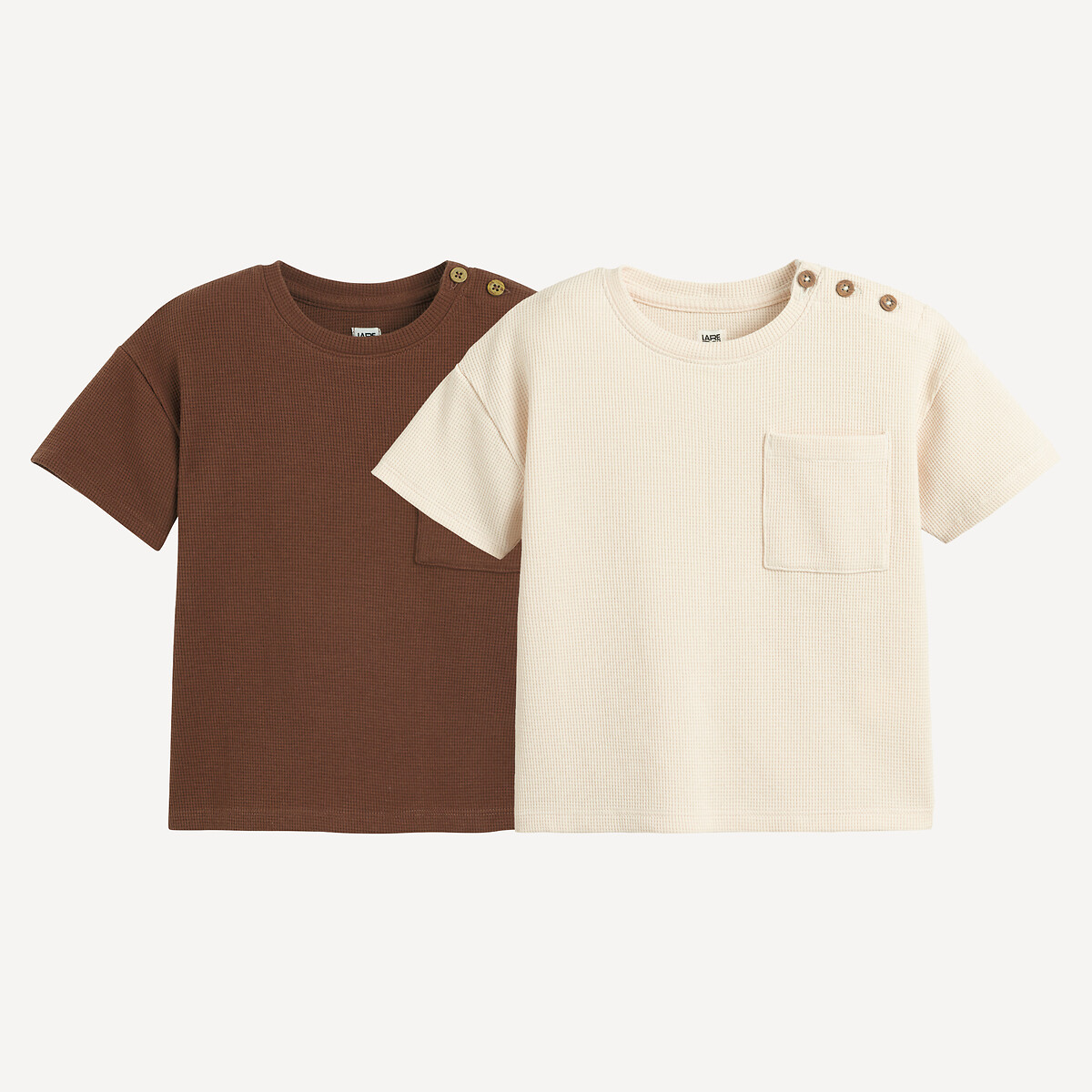 La Redoute Collections Σετ 2 κοντομάνικες μπλούζες με κυψελωτή ύφανση