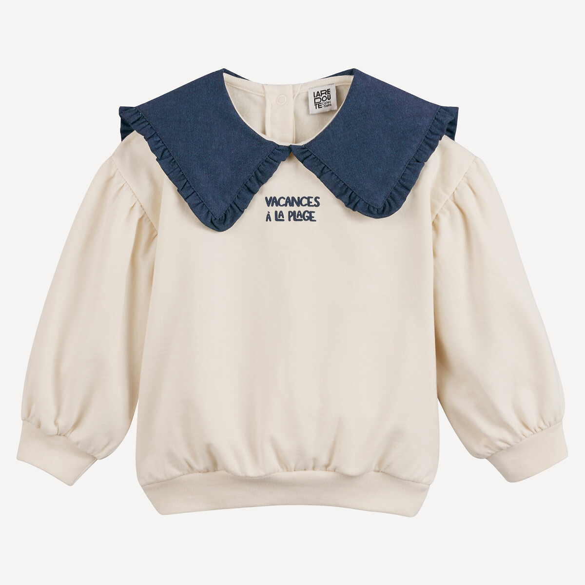 La Redoute Collections Φούτερ από φανέλα με στρογγυλό γιακά από ντένιμ