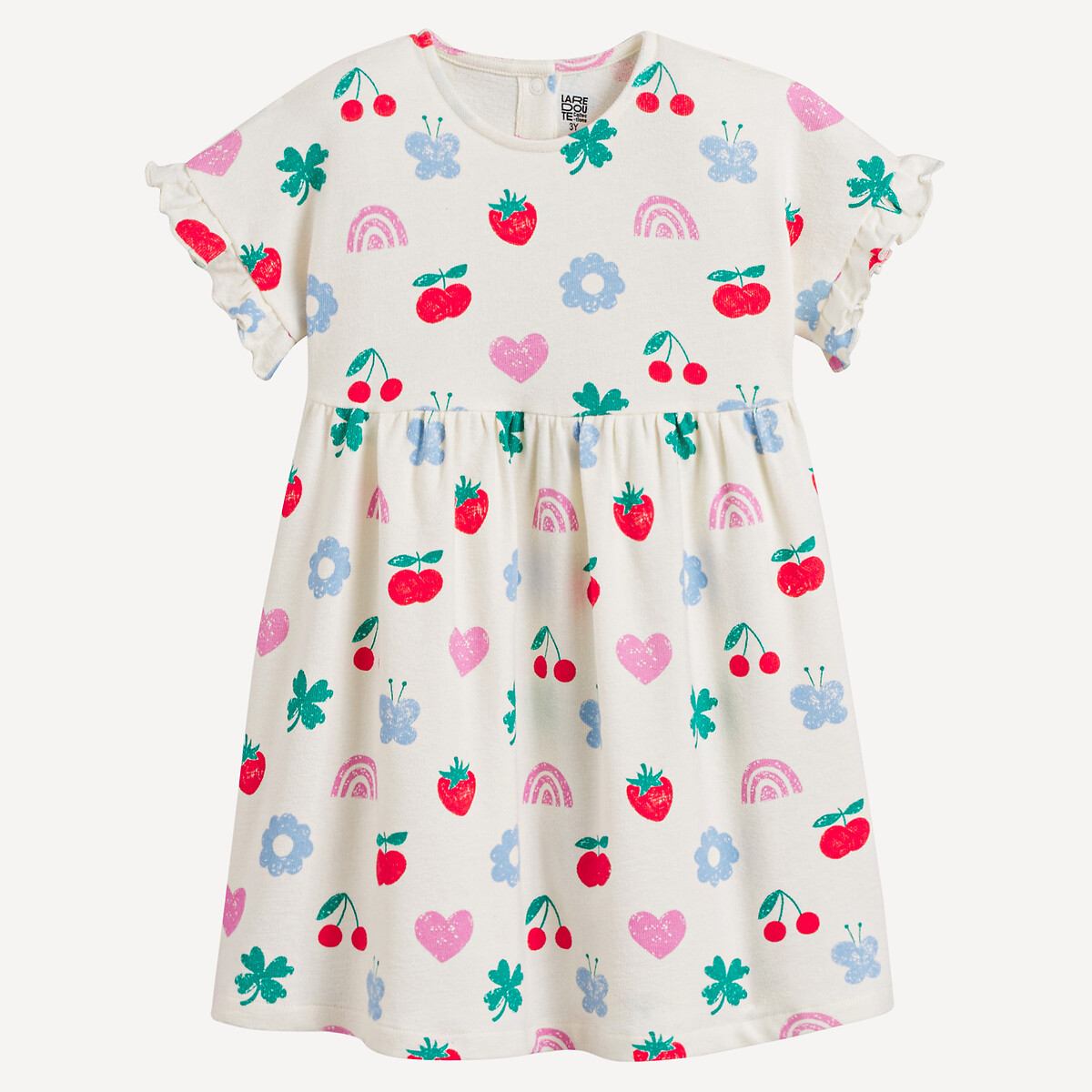 La Redoute Collections Εμπριμέ φόρεμα με κοντά μανίκια και βολάν