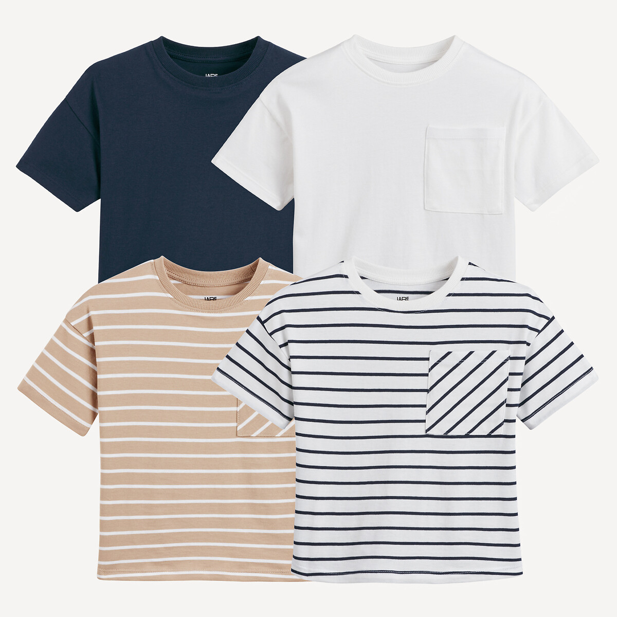 La Redoute Collections Σετ 4 T-shirt με στρογγυλή λαιμόκοψη