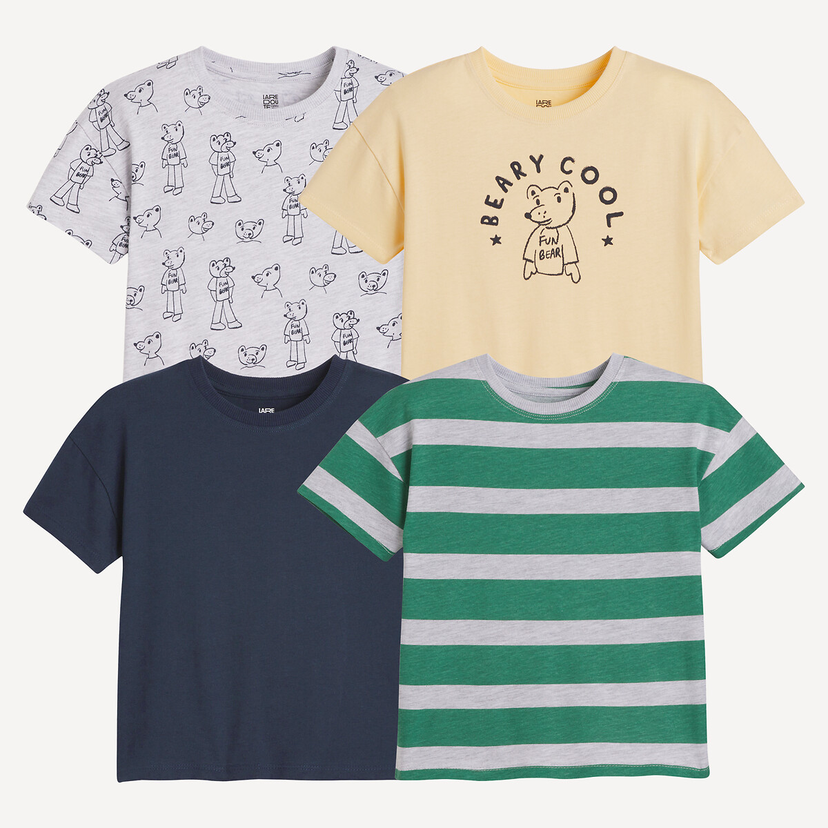 La Redoute Collections Σετ 4 T-shirt με σχέδιο αρκουδάκια και ρίγες