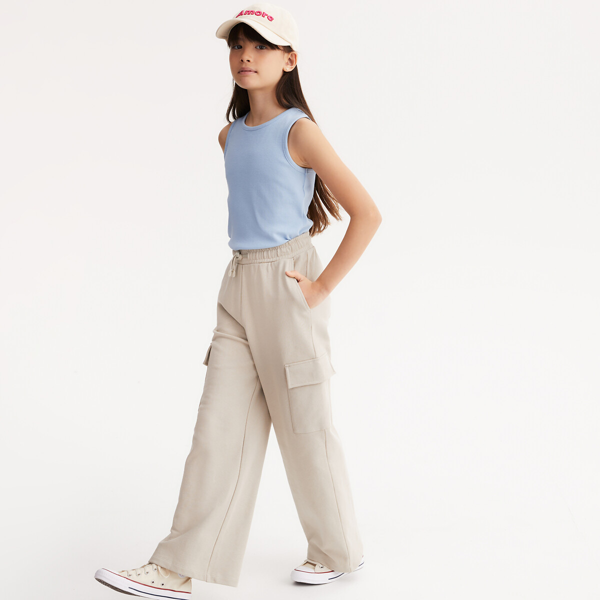 La Redoute Collections Φαρδύ παντελόνι φόρμας από φανέλα