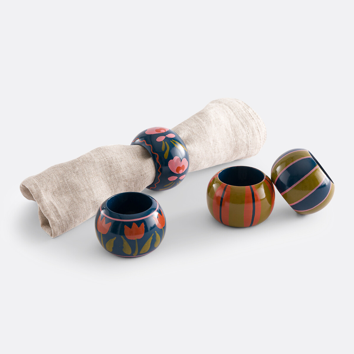 Σετ 4 δαχτυλίδια για πετσέτες από ξύλο μάνγκο