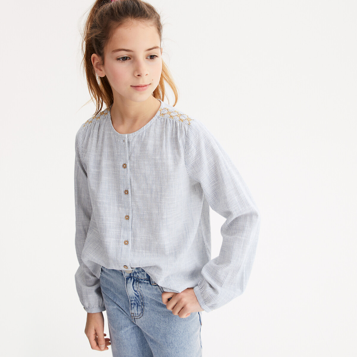 La Redoute Collections Μπλούζα με ρίγες και μακριά μανίκια