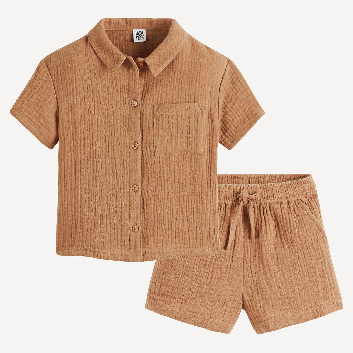 La Redoute Collections Σύνολο σορτς και πουκάμισο από διπλή βαμβακερή γάζα