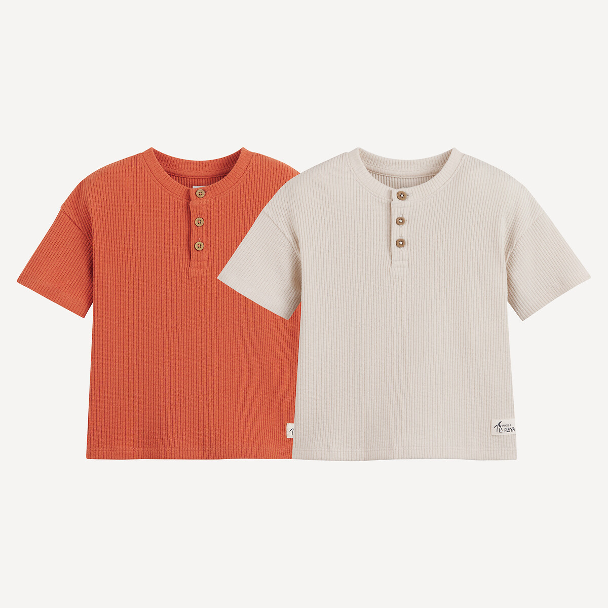 La Redoute Collections Σετ 2 T-shirt με στρογγυλή λαιμόκοψη και ανάγλυφη ύφανση