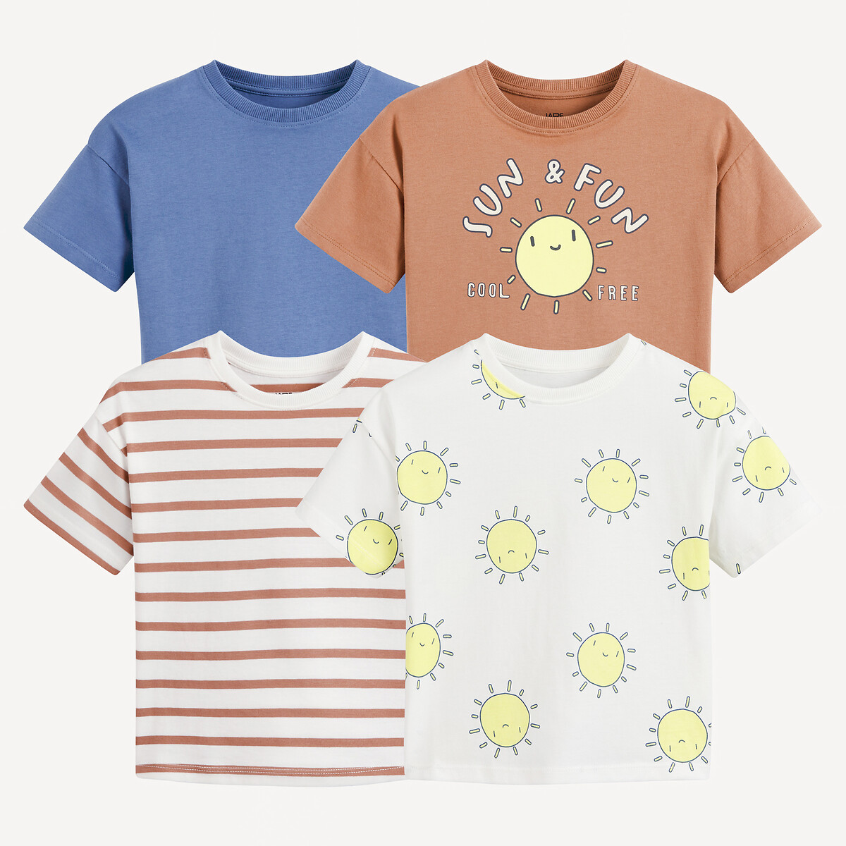 La Redoute Collections Σετ 4 T-shirt με στρογγυλή λαιμόκοψη