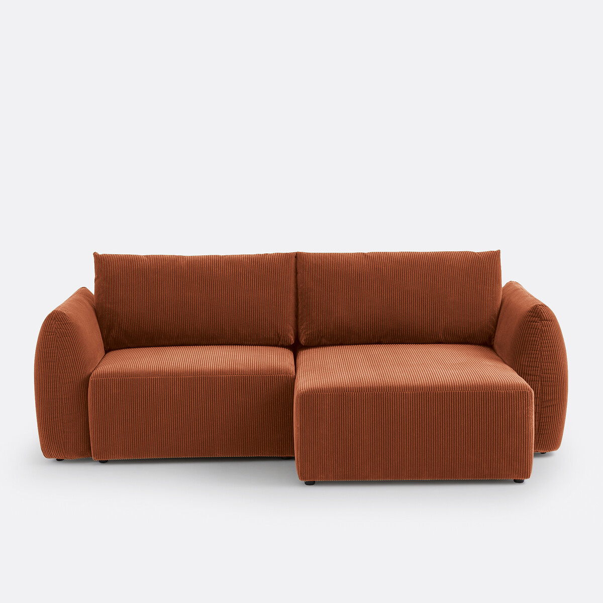 Γωνιακός πτυσσόμενος καναπές-κρεβάτι από κοτλέ βελούδο Μ139xΠ242xΥ86cm