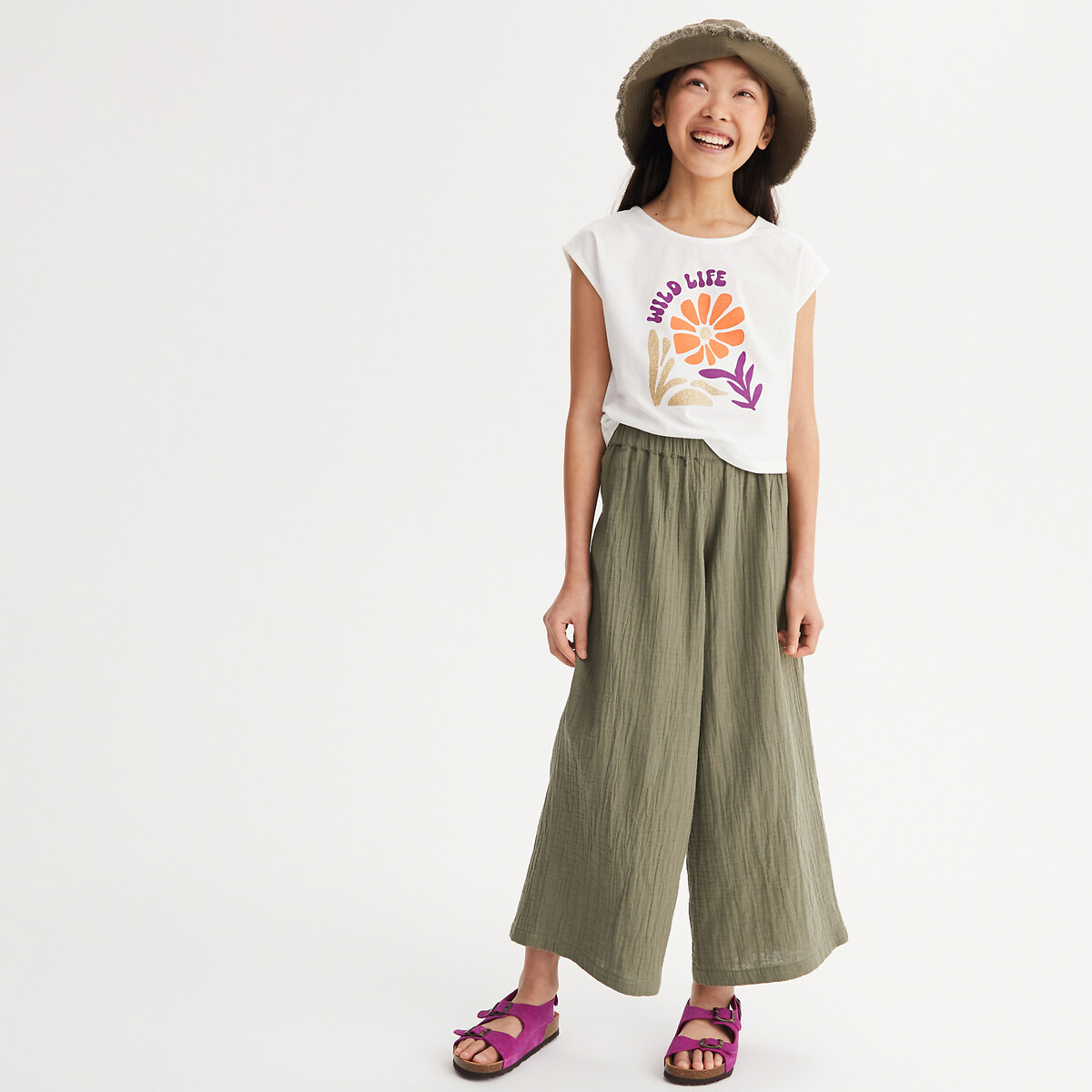La Redoute Collections Φαρδύ παντελόνι από βαμβακερή γάζα