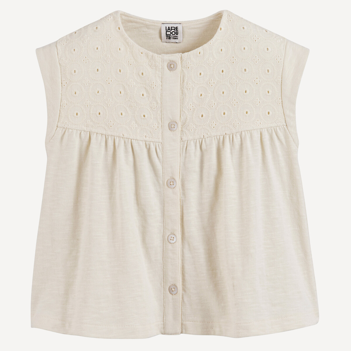 La Redoute Collections Αμάνικη μπλούζα με κοφτό κέντημα