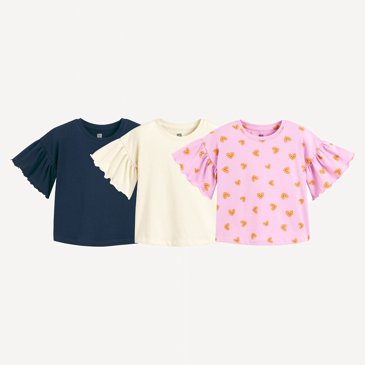 La Redoute Collections Σετ 3 T-shirt με κοντά μανίκια και βολάν