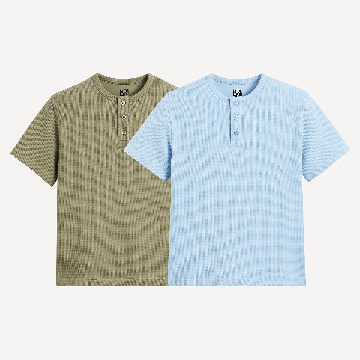 La Redoute Collections Σετ 2 κοντομάνικες μπλούζες με κυψελωτή ύφανση