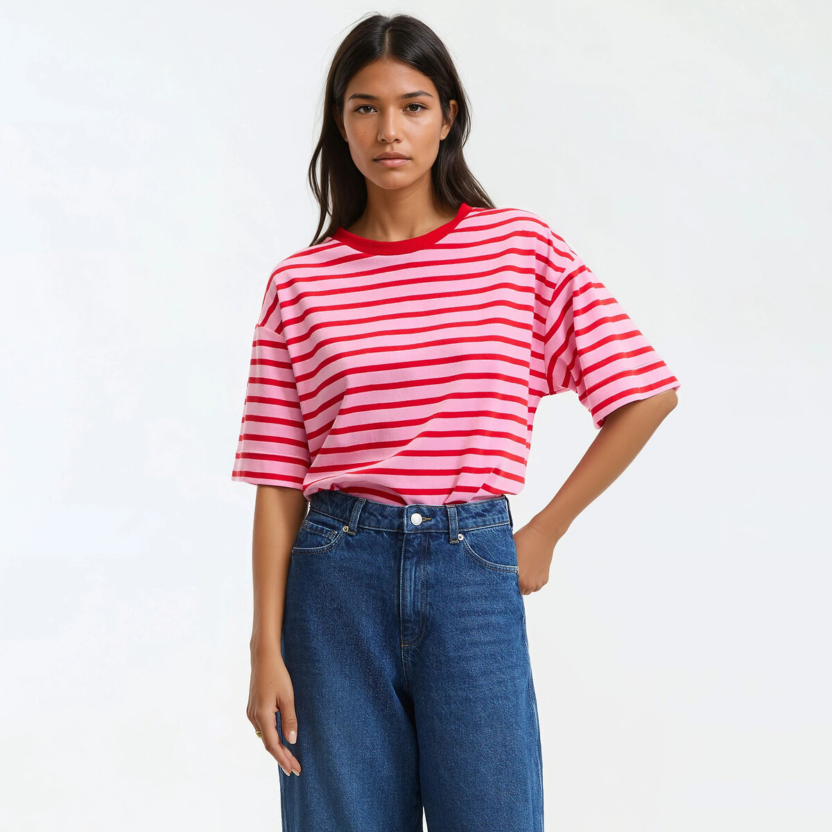 Ριγέ μπλούζα σε loose γραμμή