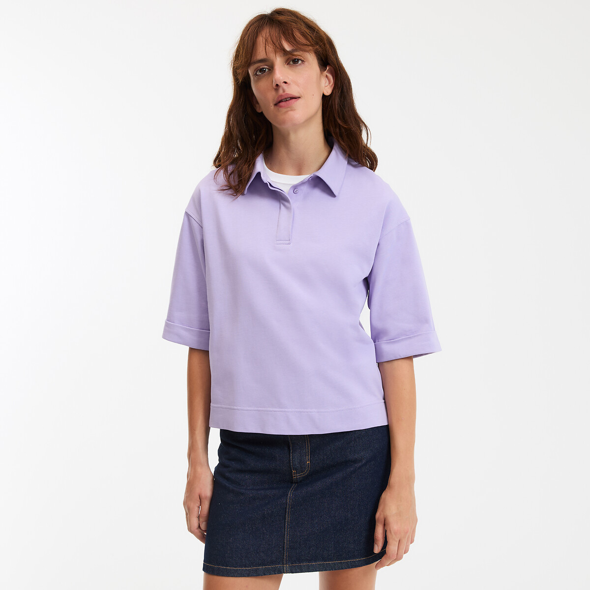 La Redoute Collections Κοντομάνικη μπλούζα με στρογγυλή λαιμόκοψη