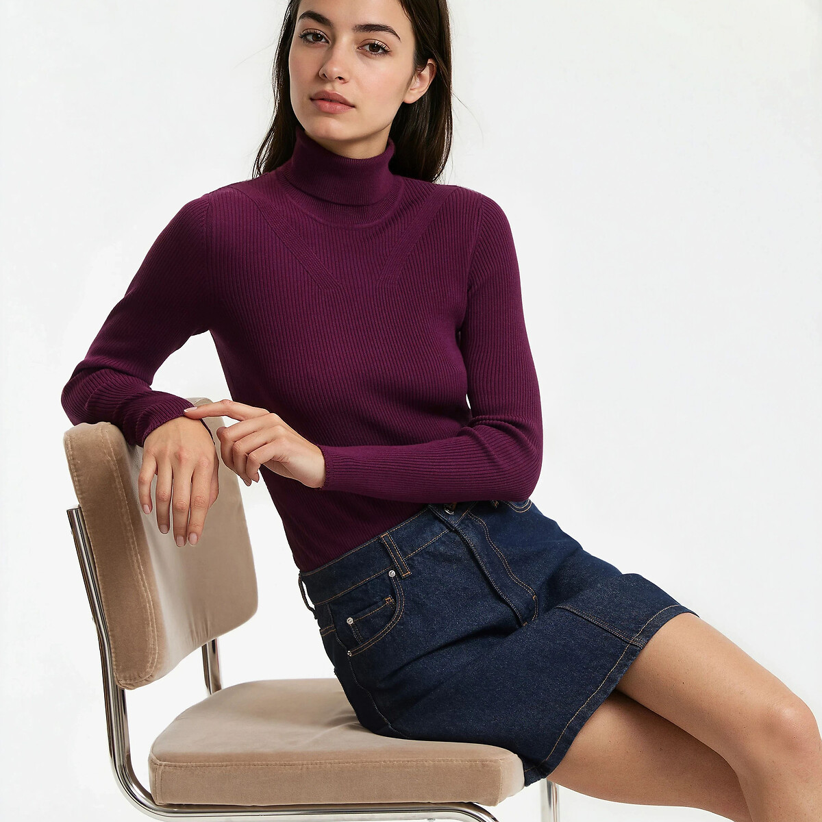 Λεπτό πλεκτό με λαιμό ζιβάγκο