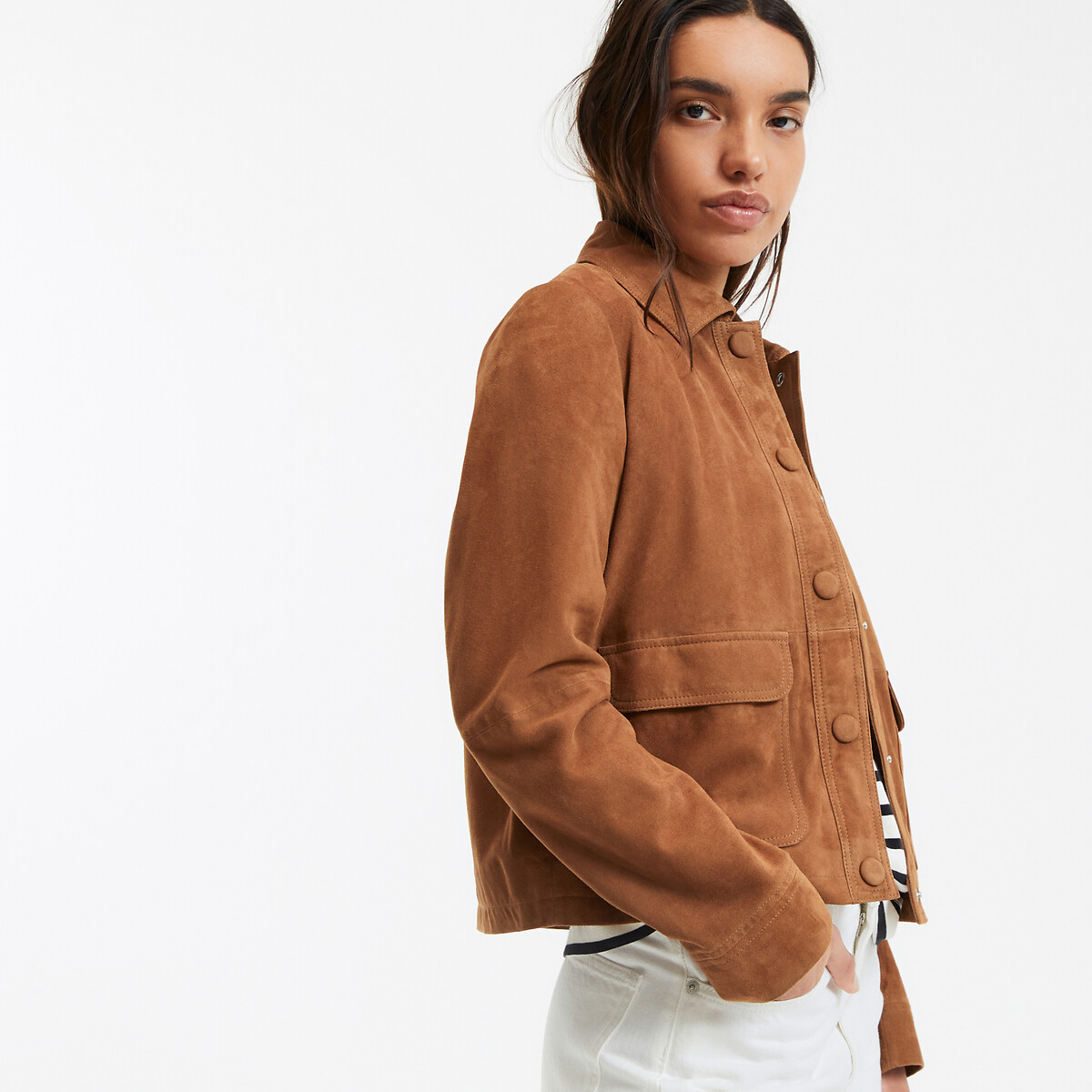 Κοντό δερμάτινο σουέτ jacket Signature Abelle