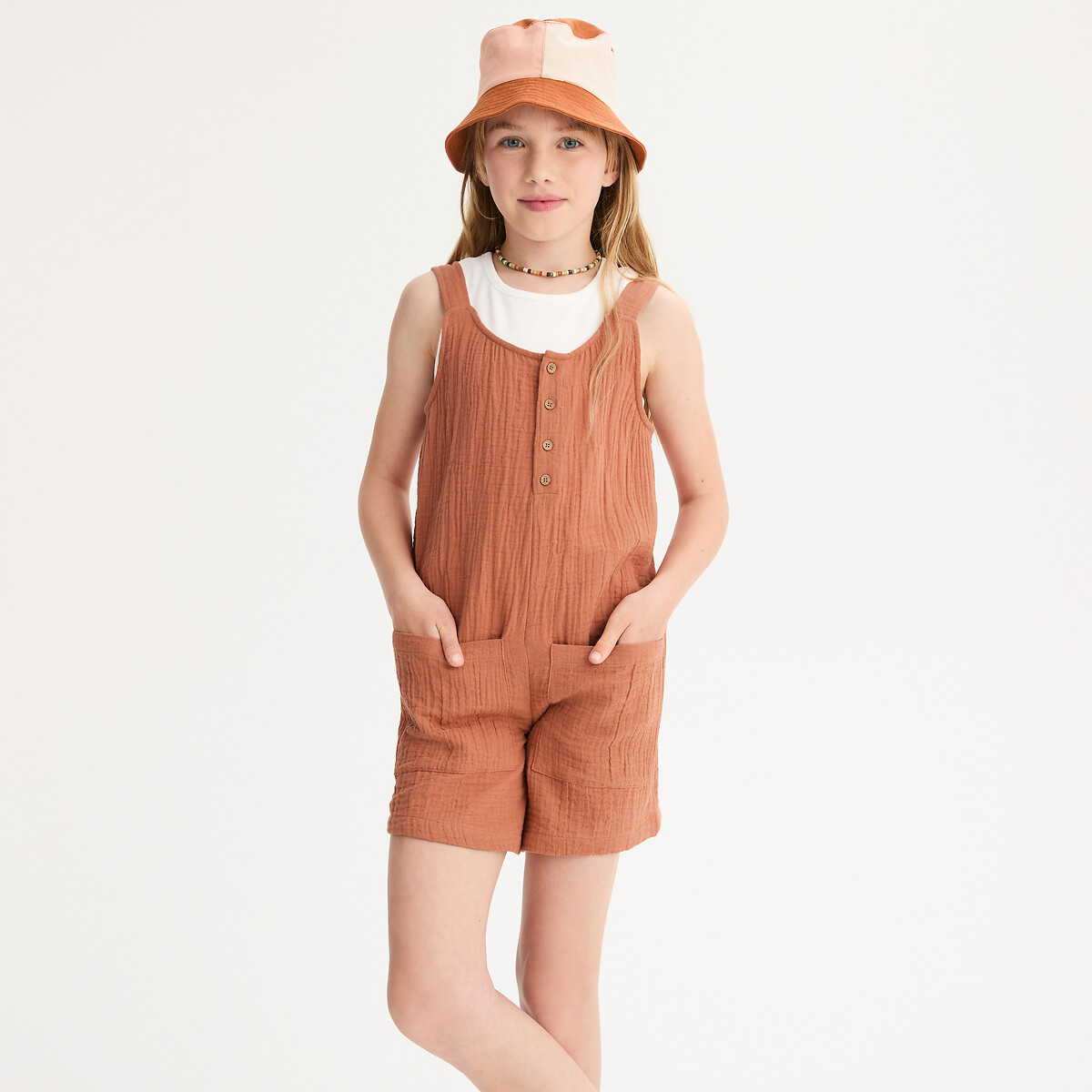 La Redoute Collections Ολόσωμο φορμάκι-σορτς από βαμβακερή γάζα