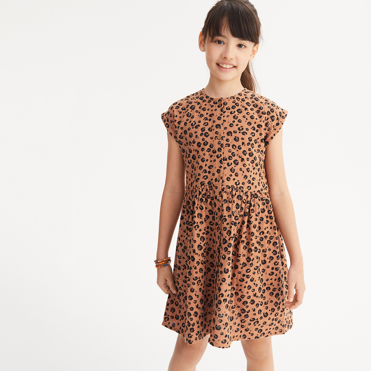 La Redoute Collections Αμάνικο εβαζέ φόρεμα με λεοπάρ μοτίβο