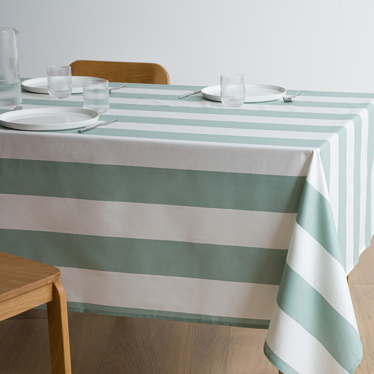 Ριγέ τραπεζομάντηλο από επικερωμένο βαμβάκι 150x150 cm