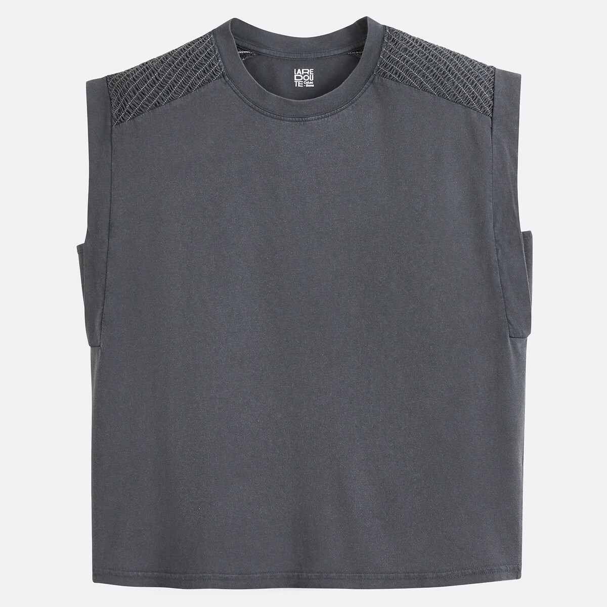 La Redoute Collections Αμάνικη μπλούζα με στρογγυλή λαιμόκοψη και σφηκοφωλιά στους ώμους