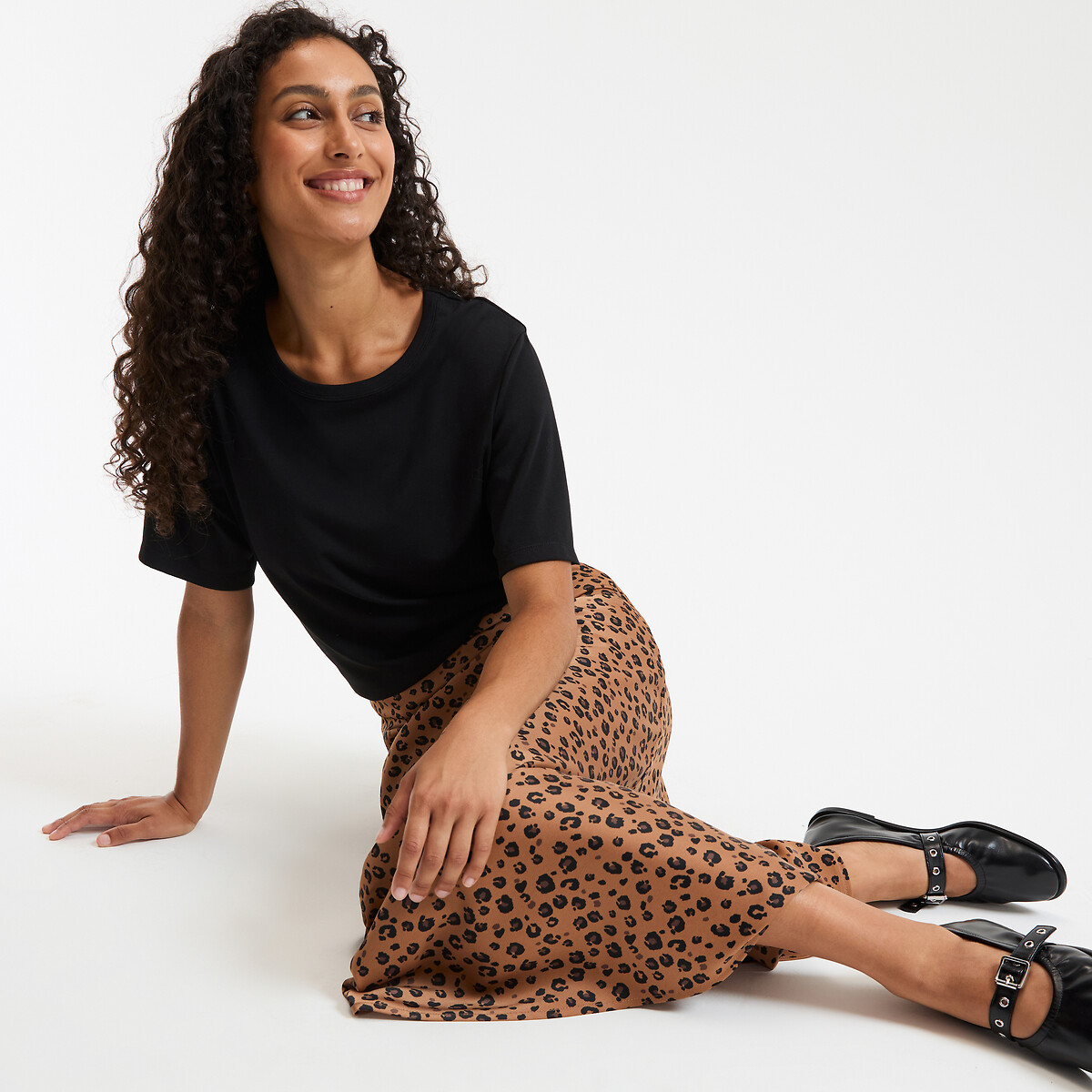 La Redoute Collections Κοντομάνικη μπλούζα με στρογγυλή λαιμόκοψη