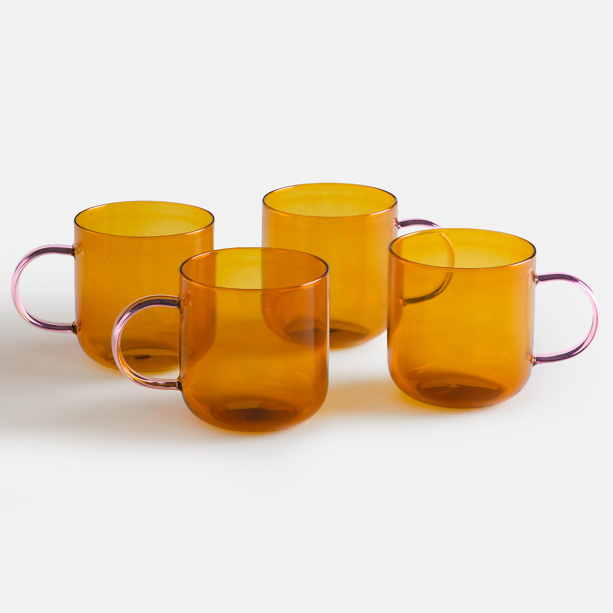 Σετ 4 χρωματιστά γυάλινα φλιτζάνια με χερούλι Μ8xΠ8xΥ8cm