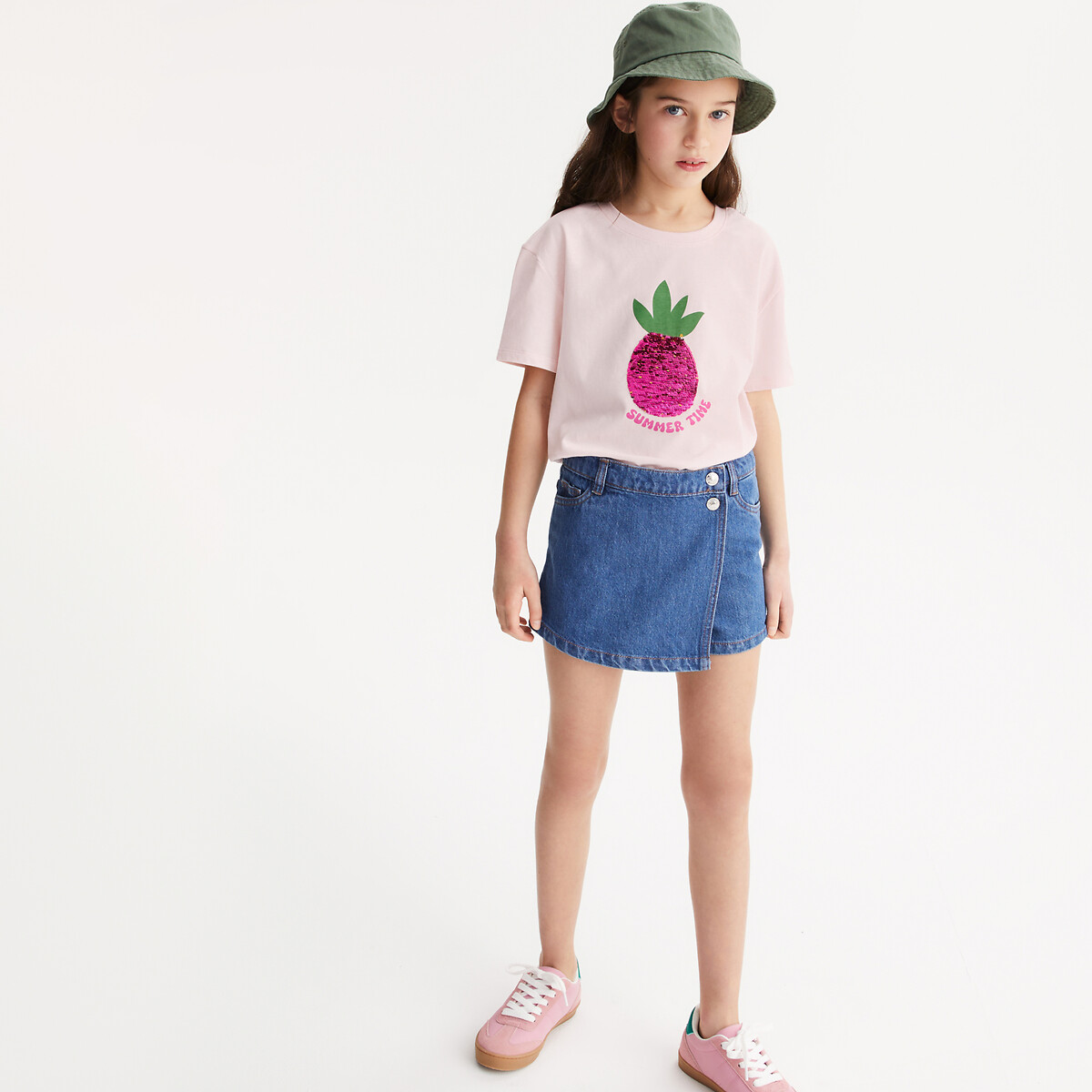 La Redoute Collections T-shirt με στρογγυλή λαιμόκοψη και μοτίβο με πούλιες διπλής όψης
