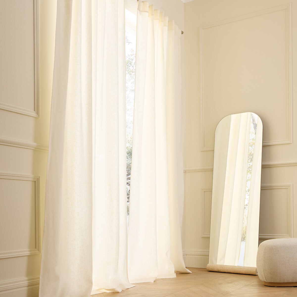 Κουρτίνα από πλυμένο λινό με διπλή επένδυση και κρυφές θηλιές 140x220 cm